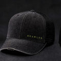 BRAWLER Field Trucker, washed black with lime BRAWLER embroidery, front angle
