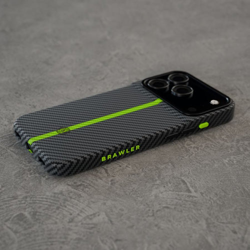 Brawler Signature Series aramid MagSafe case, Lime Stripe